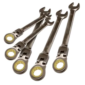 Chave de catraca flexível para reparo de chaves de torque, conjunto de ferramentas de reparo com combinação de extremidade aberta de 6-32 mm revestimento de níquel