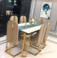 Ensemble table à manger et chaises modernes de bonne qualité en verre pour banquet Ensemble de salle à manger solide 6 places noir