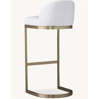 Chaise de bar haute avec base en métal artisanal et assise rembourrée en tissu pour salle à manger