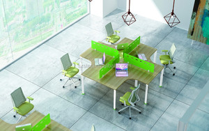 Muebles de oficina de la serie SFS-G, estación de trabajo/cubículo abierto para 4 personas Con Pedestal fijo en partición de oficina - Product Image 4