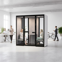 Cabine de bureau moderne Comine pour deux personnes, insonorisée, acoustique, avec cadre en alliage d'aluminium, éclairage LED, verre trempé de 6 mm, hôtel