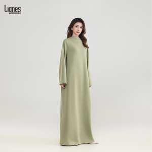 Abiti Lunghi Musulmani del Produttore in Tessuto Satinato Personalizzati con Collo Tondo Tinta Unita Casual a <span class=keywords><strong>Maniche</strong></span> <span class=keywords><strong>Lunghe</strong></span> - Product Image 2
