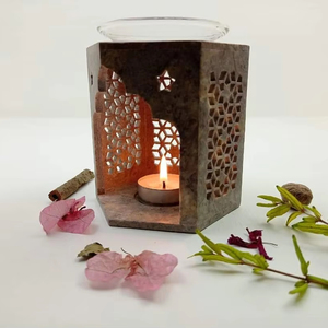 En bois Eid Mubarak Al Adha vent lampe artisanat musulman arabe lanterne vacances éclairage Ramadan Temple Design bougeoir - Product Image 1