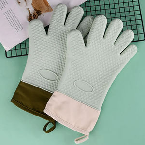 En gros, Gants de four en silicone longs et résistants à la chaleur, pour la cuisine, la pâtisserie, le micro-ondes et la cuisson domestique, avec doublure en coton - Product Image 6