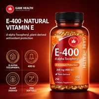 Gélules de Vitamine E-400 à Marque Blanche OEM, D-alpha Tocophérol 400 UI, Antioxydant d'Origine Végétale, 120 Gélules pour Adultes, Soin de la Peau Personnalisé