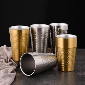 Gobelet isotherme à double paroi en acier inoxydable 304 martelé pour eau, café, thé, et boissons de fête - Product Image 1