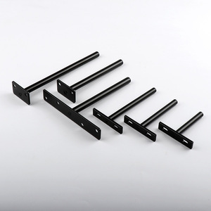Concealed Partition <b>Bracket</b> T-Shaped <b>Black</b> Iron Shelf Support 3 4 5 Inch Wall Mount Hardware For Partition - Product Image 3