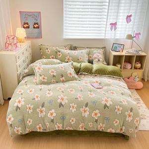 Housse de <span class=keywords><strong>couette</strong></span> en <span class=keywords><strong>polaire</strong></span> et flanelle à <span class=keywords><strong>double</strong></span> <span class=keywords><strong>face</strong></span> avec motif flocon de neige 3D, ensemble imprimé 3 pièces - Product Image 6