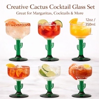 Verre à shot Art Déco Cactus 350 ml en verre borosilicate, verres à cocktail, coupe Margarita, articles de bar pour fête, cadeau Saint-Valentin