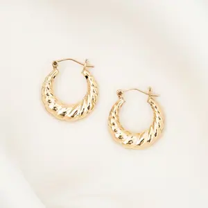 Competitive Price 925 Sterling Silver 18k Gold Plated Jewelry Croissant Earrings For Women