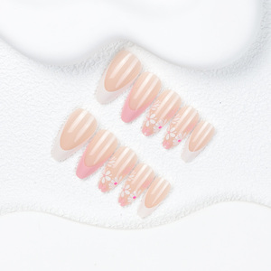 24 Uds. <span class=keywords><strong>Uñas</strong></span> postizas con patrón de <span class=keywords><strong>flores</strong></span> francesas de doble tono, manicura rápida y fácil, mejoras de <span class=keywords><strong>uñas</strong></span> artificiales para dedos - Product Image 2