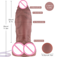 Hismith Double Dureté 11.8" Godemichet en Silicone Éjaculateur 8.7" Longueur Insérable Ventouse Jouets Sexuels pour Adultes Vente en Gros