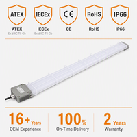 Tube LED antidéflagrant T8 homologué ATEX IP66 en verre, NEMA 4, dimmable, pour éclairage de plafond en zone 2 des ateliers pétrochimiques