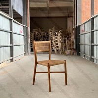 Chaise de salle à manger en bois tressée à la main en papier kraft, style ferme vintage, pour location de mariages et événements