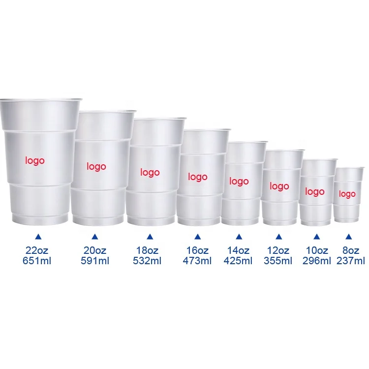 Outdoor Environmental Party Disposable Aluminum Mug Reusable 500Ml Camping Coffee Cup Beer Coke White Metal Cold Drink Cups