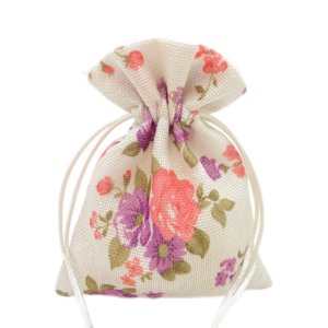 Bolsa de Regalo de Alta Calidad con Estampado Floral, Imitación Lino, con Cordón, para Empaque de Regalos - Product Image 6