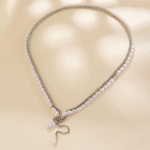 Collar de cadena <span class=keywords><strong>BSK</strong></span> de perlas alienígenas de moda, personalizado y versátil, cadena de clavícula multicapa geométrica - Product Image 1