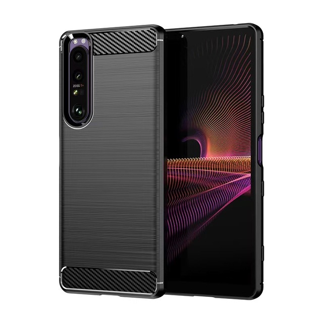 Luxury Shockproof Anti Drop Metal Drawing Phone Protector Soft TPU Phone Case Cover for Sony Xperia 1 5 10 II III IV V VI