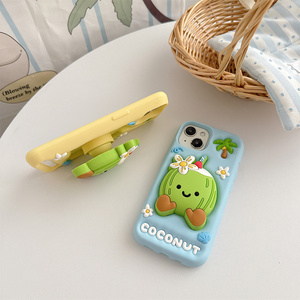 Bán Buôn Dễ Thương Dừa Silicon Điện Thoại Di Động Trường Hợp Với Chủ Cho Iphone 17 16 15 Pro Max Đáng Yêu <span class=keywords><strong>Coco</strong></span> Silicone Trường Hợp Đứng Bìa - Product Image 2