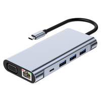 Hub USB de 10 Puertos Multifunción con Carga PD, Transferencia de Datos a 100 Mbps, Ethernet, USB C, Base de Conexión para Laptop Macbook