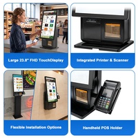 Terminal de Pago con Pantalla Táctil de 23.8 Pulgadas, Blanco, para Ventanilla, Comercio Minorista, Restaurante, Hospital, Autoservicio, con Impresora y Lector de Tarjetas Bancarias