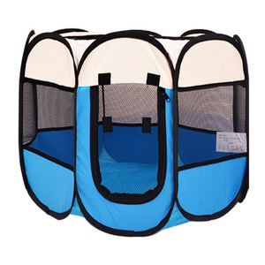 Lüks Sağlam Köpek Kulübesi 71x24 inç Büyük Taşınabilir Katlanabilir 2 Bölmeli Oyun Parkı Çevre Dostu Kaymaz Pamuklu Oxford Kumaş Şekilli - Product Image 1