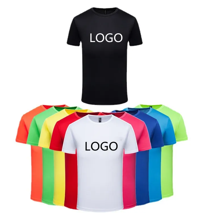 Camiseta deportiva con pantalla personalizada para hombre, camisa de deporte 2022 de poliéster, 100% GSM, dtg, logo de sublimación, secado rápido, lisa, Unisex, para gimnasio, 170