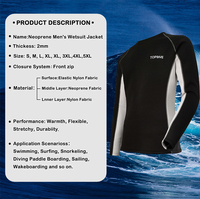 Prix d'usine Veste imperméable en néoprène pour hommes et femmes Chemise de bain à manches longues Combinaison de surf Top 3mm pour sports nautiques