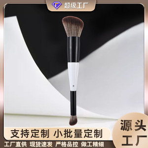Double-Ended Makeup <b>Brush</b> 30mm Synthetic Hair <b>Round</b> Angled Blush Highlighter Powder <b>Brush</b> Wooden Handle Cangzhou Origin - Product Image 4