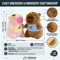 Peluche Capybara Pastèque Douce de 8 Pouces avec Lunettes de Soleil, Jouet en Peluche, Prix pour Machine d'Arcade de Centre Commercial, Direct Usine