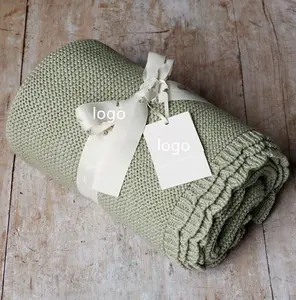 Neugeborenes Baby-Geschenk weiche Baumwolldecke personalisierte gestrickte Baby-Wohndecke
