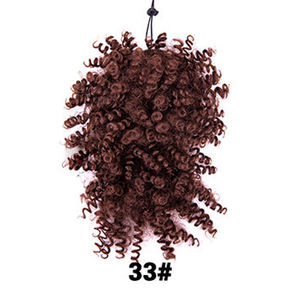 Extensions de cheveux synthétiques bouclés en gros, style afro, <span class=keywords><strong>avec</strong></span> <span class=keywords><strong>frange</strong></span>, queue de cheval courte afro crépue, à clipser - Product Image 3