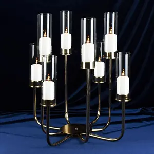 Wholesale 8 Armed Metal Gold Wedding Candelabra Centerpieces For Sale