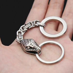 Llavero con cabeza de serpiente yunnique, llavero con forma de animal de acero inoxidable, colgante para llave de coche, regalo, hebilla de joyería unisex - Product Image 4