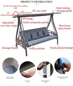 Mobilier d'extérieur de haute qualité balançoire jardin Patio balcon <span class=keywords><strong>4</strong></span> <span class=keywords><strong>places</strong></span> toit extérieur métal patio balançoires lit - Product Image 2