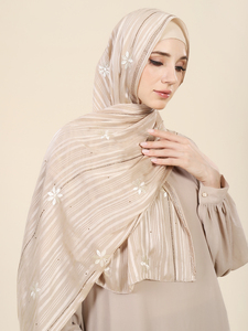 Hiyab Musulmán de Chifón con Bordado de Logotipo Personalizado, Venta al por Mayor, Pañuelo Transpirable de Voile con Bordado Floral, Velo <span class=keywords><strong>Jalaba</strong></span> para <span class=keywords><strong>Mujer</strong></span>, Chales Musulmanes - Product Image 5