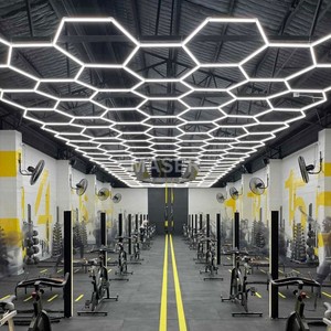 Luces de trabajo de panal LED con atenuación hexagonal comercial, luz de techo para gimnasio, barbería, garaje - Product Image 4