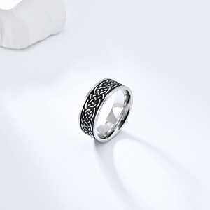 Celtic Woven Knot <b>Titanium</b> Steel <b>Ring</b> Steel <b>Black</b> Unisex Fashion Jewelry Gift - Product Image 3