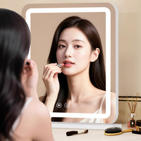 Miroir de maquillage éclairé par LED avec lumière de remplissage HD intelligente, miroir de bureau portable, cadre en métal