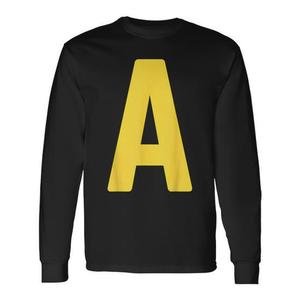 Camiseta de manga larga con letra A amarilla sobre negro para fiesta de disfraces de Halloween - Product Image 1