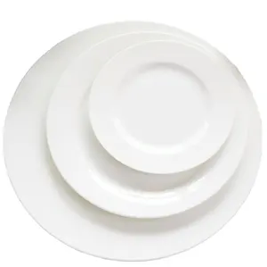 Atacado porcelana jantar conjunto restaurante prato branco catering servindo cerâmica prato personalizado jantar