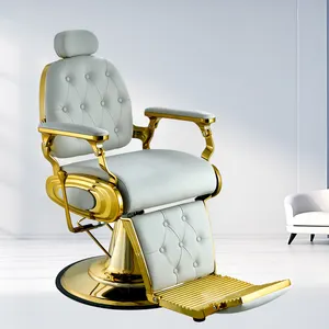 เก้าอี้ร้านเสริมสวยปรับความสูงได้ทำจากอะลูมิเนียมกรอบสีทองเก้าอี้ร้านเสริมสวยปรับความสูงได้