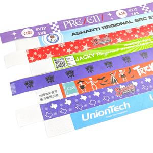 DIY Personalized Logo Black <b>Tyvek</b> Waterproof Tear Resistant Eco-Friendly Disposable Wristbands for Events Tradeshow Giveaways - Product Image 1