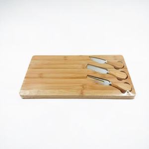Bamboo Cheese Knife And Fork <b>Set</b> With Cutting Board Portable Double Sided For Picnics And Fruit - Product Image 1
