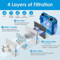 Layar Filter tiga dalam satu dengan Filter HEPA13 + Filter karbon aktif 500g