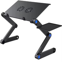 Soporte Ajustable para Portátil Great Roc Convertible de Aluminio, Escritorio para Portátil con Ventilador de Refrigeración Grande y Alfombrilla para Ratón