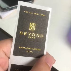 High Quality Gold Foil Cosmetic Packaging Vinyl <strong>Labels</strong> UV Custom <strong>Printed</strong> Holographic Logo Waterproof <strong>Bottle</strong> Stickers - Product Image 1