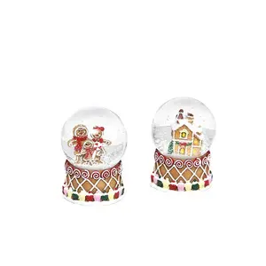 树脂工艺品透明水晶球玻璃圣诞球带灯音乐盒自动漂移雪
