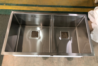 Évier double grand format 41x19 pouces en acier inoxydable SUS304 avec égouttoir, finition brossée, pour cuisine et hôtel, vente en gros OEM