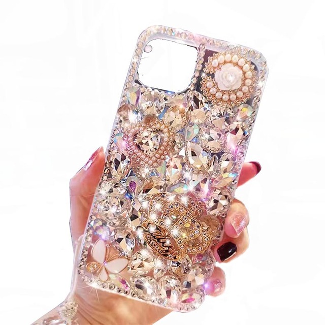 Fashion 3D Handmade Series Luxury Sparkle Rhinestone Diamond Phone Case for iPhone 11 13 15 17 Plus Pro Max Case
